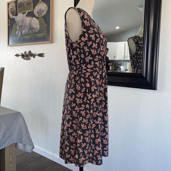 Banana Republic Womens Printed Stretch V-Neck Sleeveless Wrap Dress Black Small - Picture 2 of 14